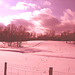 L'hiver à l'abbaye de St-Benoit-du-lac au Québec - Février 2009- Effet coucher de soleil