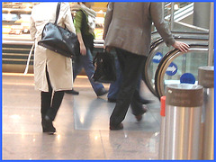 Heras blond mature in extreme hammer heeled boots-  Brussels airport -19-10-2008