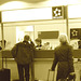 Star Alliance blonde mature in Dominatrix Boots - Brussels airport  / 19-10-2008 - Sepia with photofilter