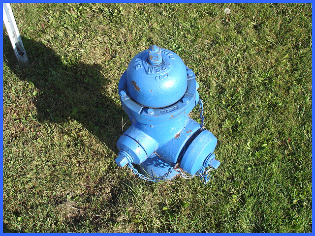 Borne à incendie / Blue hydrant - Blue shower for fire - Dans ma ville  /  Hometown - 12 octobre 2008.