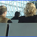 Blond duo waiting for their flight  - Duo de belles blondes - Boots under the seat  /  Bottes sous le siège  -  Brussels airport.