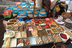 Local spices sold at the market in Xizhou