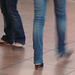 Short & cute Lady on flats & booted blond in jeans-  Brussels airport - 19-10-2008