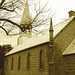 Cimetière et église  / Church and cemetery  -  Ormstown.  Québec, CANADA.  29 mars 2009-  Sepia