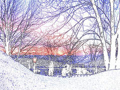 Lever de soleil monastique  / Monastic sunrise-  Création photofiltre - Contours de couleur / Colourful outlines