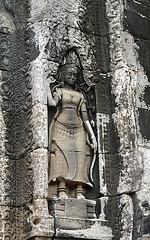 Angkor Thom- Stone Carving of a Female Archer