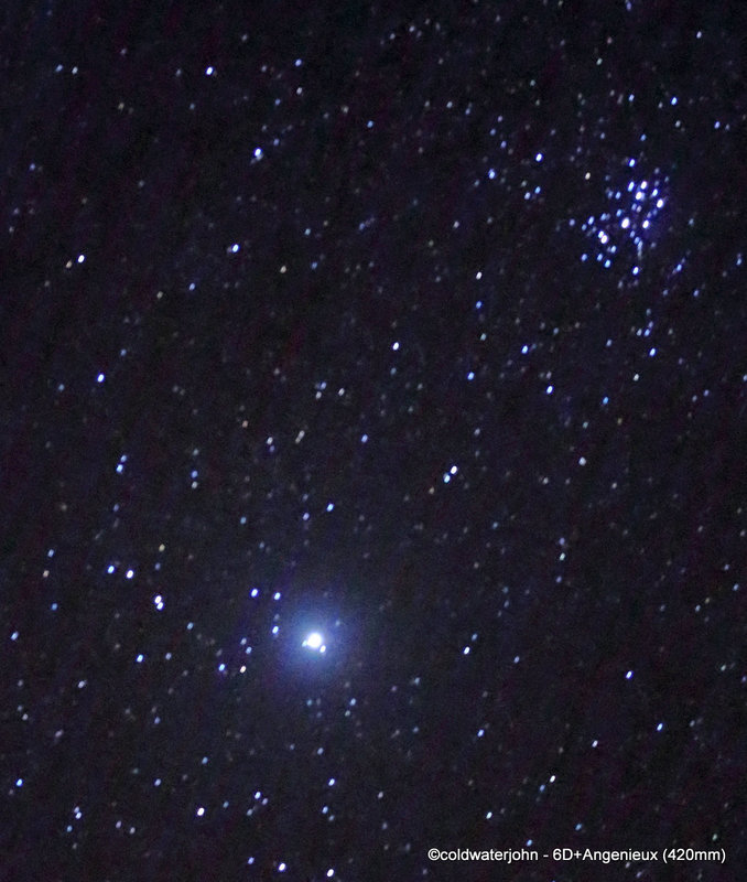 Aldebaran and the Pleiades in the early evening eastern sky
