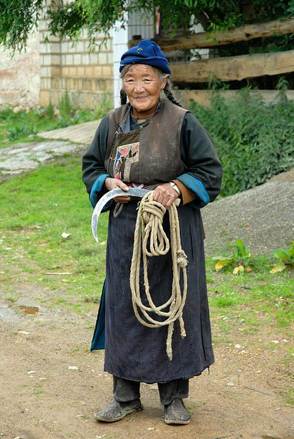 Tibetan woman in a village near Zhongdian