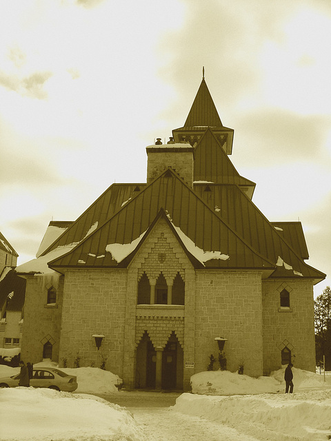 St-Benoit-du-lac celebrated abbey in Quebec, CANADA - sepia