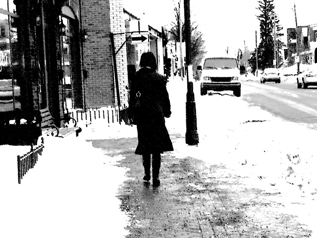 Black arrow Booted Lady-Charcoal artwork-Lachute-Quebec, Canada.