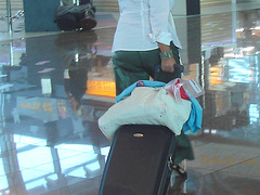 White blouse Lady in stiletto heels - Brussels airport /  19-10-2008