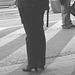 Tall Lady 6 in hammer heeled boots -  Brussels airport   /  19-10-2008- En noir et blanc- B & W