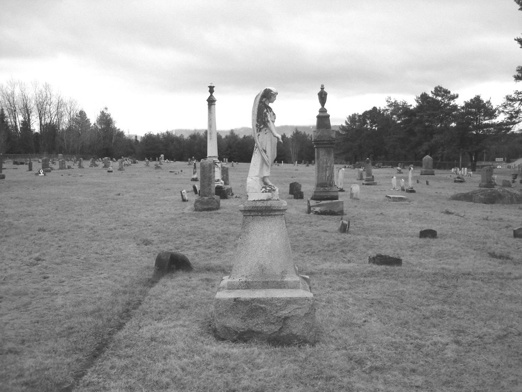 Mountain view cemetery / Saranac Lake area.  NY. USA . March 29th 2009 -  B & W