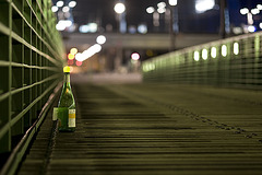 Bottle on a bridge