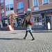 Bankomat Lady in mini denim skirt and Dominatrix SS boots style -  Ängelholm /  Sweden - Suède.  23 Octobre 2008