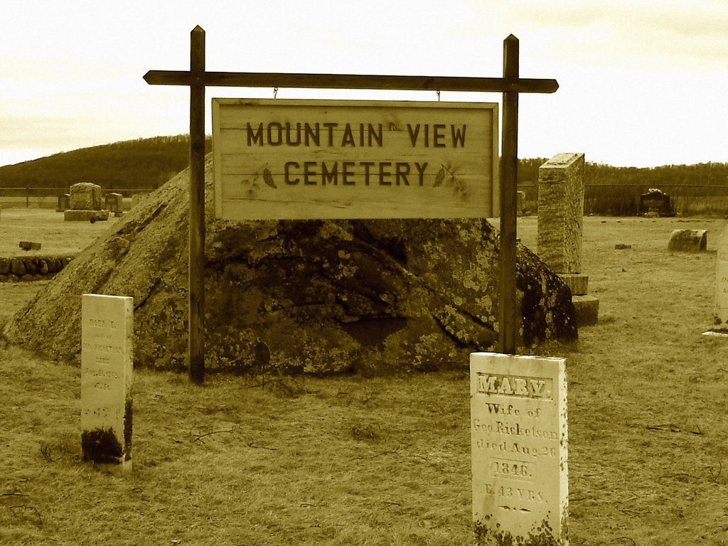 Mountain view cemetery. Saranac lake area.  NY. USA . March 29th 2009 -  Sepia