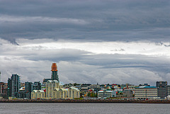 Reykjavik skyline under heavy weather