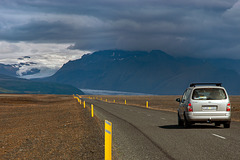The highway no. 1 passing the Hoffellsjökull glacier