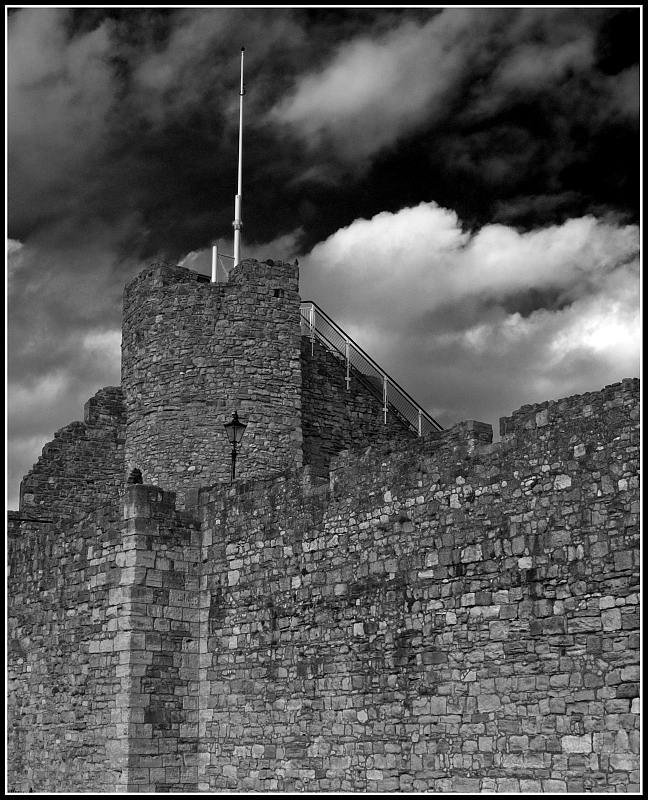 Dark skies over the city walls Southampton