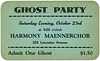 Halloween Ghost Party Ticket, Reading, Pa., 1954