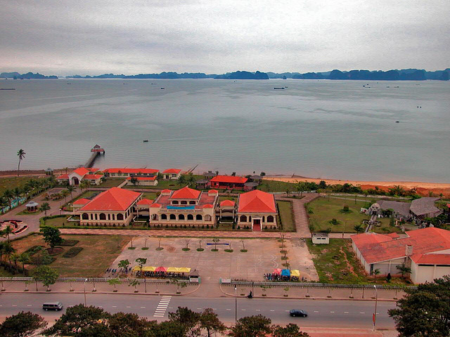 View out from the hotel room window to the Hạ Long Bay