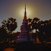 A stupa in the sunset