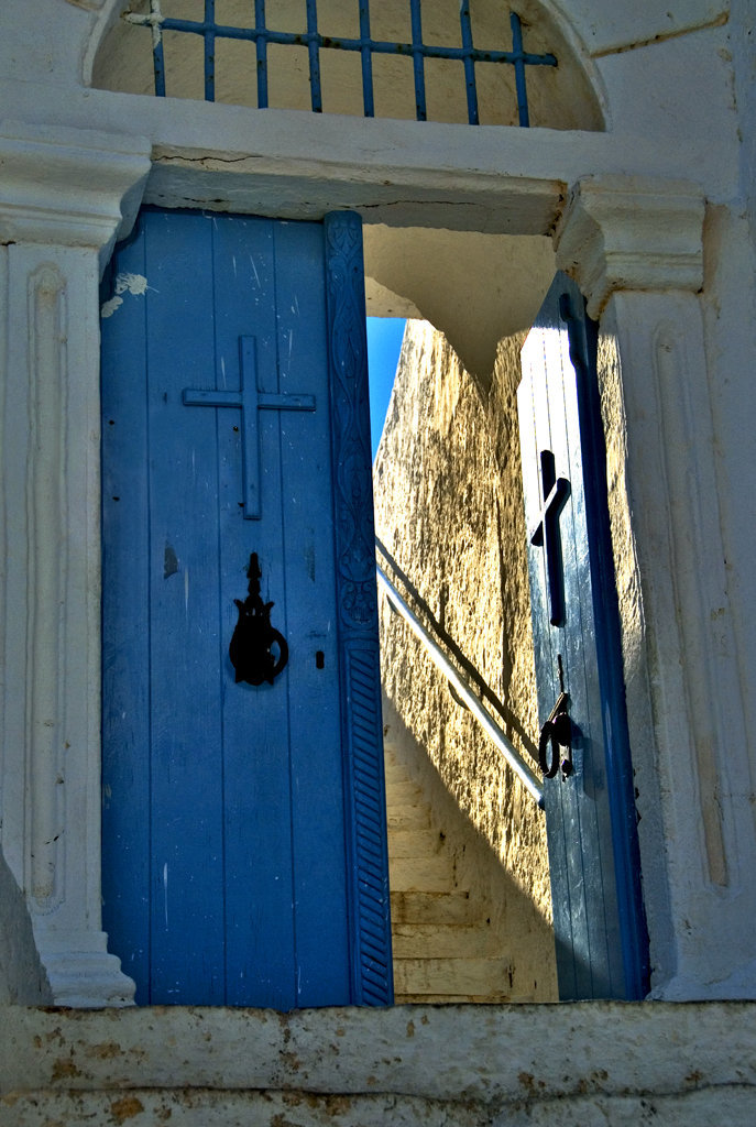 Light behind blue door.......
