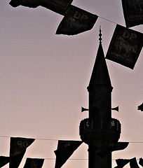 Flags and minaret