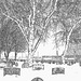 En train de reposer sous la neige  /  Eternal cold  rest  -  Dans ma ville - Hometown . Lead artwork  / Effet mine de plomb .19-01-2009
