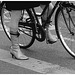 7 store readhead Danish mature Lady biker in colourful pale high-heeled boots- 20-10-2008  - En noir et blanc