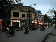 Busy roads in the Hoàn Kiếm Lake district