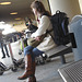 14h05 - Readhead Lady in flat sexy boots-  Copenhagen Kastrup airport  - 20-10-2008