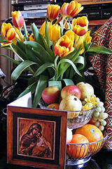 Still life with Madonna and Child