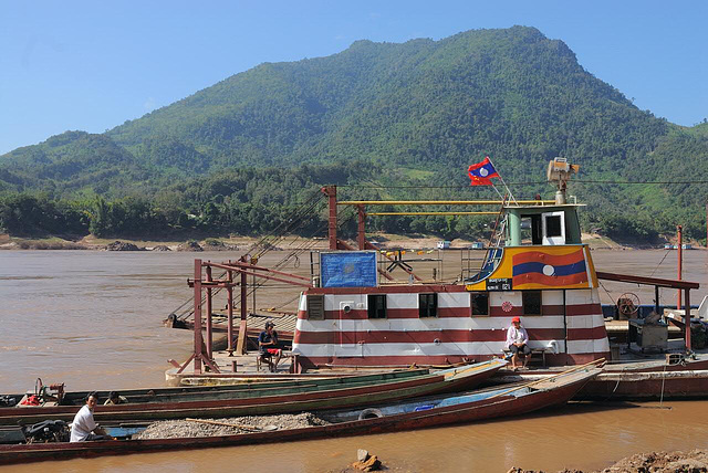 Ferryboats crossing the Mekong river