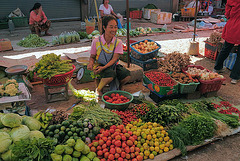 Vegetable vendor at the Xayaboury market