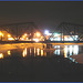 Triangles et reflets multicolores - Colourful train bridge by the night - LACHUTE.  Québec, Canada. 6 février 2008.