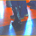 Young sexy blond in Bossy Boots with a gorgeous bum in jeans- PET Montreal airport- Photofiltrée colorisée.
