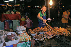 Night market life in Vientiane