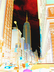 New-York city-  July 2008  - Photofiltre- Négatif et couleurs ravivées.