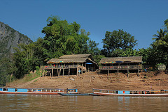 Leaving Pak Ou village to cross the Mekong