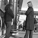 Hôtesse de l'air blonde en Talons Hauts / Smoking blond high-heeled flight attendant / Black & white