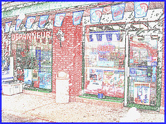 Dépanneur typique du Québec / Typical general store in Quebec - Dans ma ville / Hometown. 7 décembre 2008 /  Contours de couleur.