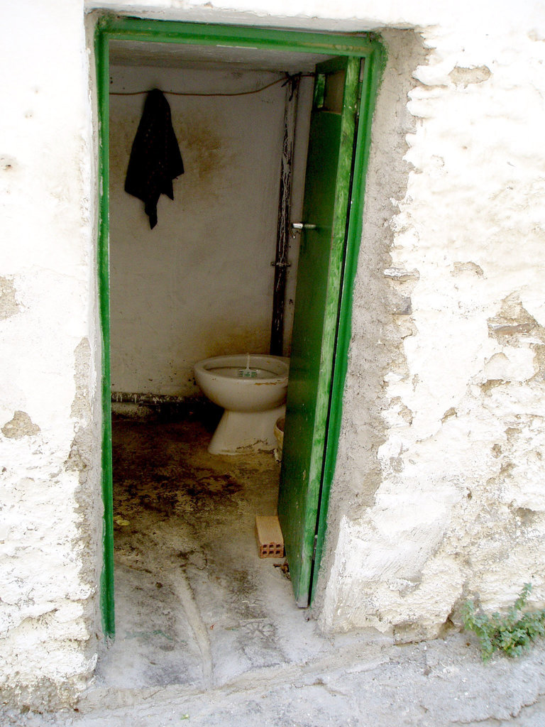 Old house cretan toilet with drain