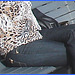 Blonde léopardienne en bottes à talons hauts et verres fumés-  Leopard blond mature with sunglasses and high-heeled Boots- Aéroport de Montréal PET- Montreal PET airport-