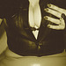 Lady Roxy - Erotic hand and impeccable cleavage display -  Main érotique et décolleté impeccable / Sepia