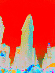 New-York city -Photofiltre- Phallic building & red sky.