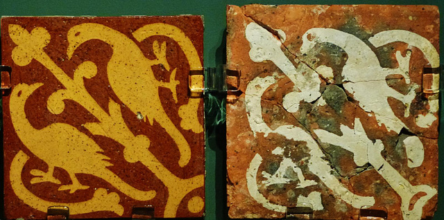 pugin tile and c13 christchurch priory tile, v+a
