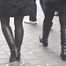 7 Eleven Swedish blond duo in dominatrix and flat leather Boots - Helsingborg / Sweden.  October 22th 2008.