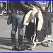 Dame du bel Âge en Bottes SS et manteau de cuir- Mature Lady in SS boots style and short leather coat- Montreal airport- October 18th 2008