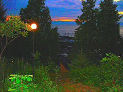 Coucher de soleil / Sunset - St-Jean-Port-Joli / Quebec, CANADA - 21 Juillet 2005 /   Peinture à l'huile - Painting effect